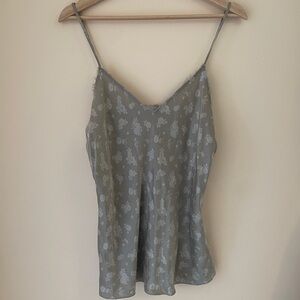 Vince Light Olive Floral Satin Cami Top
